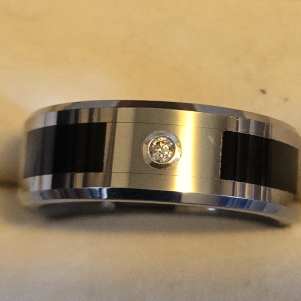 Men's Titanium and Black Weddi G Ring